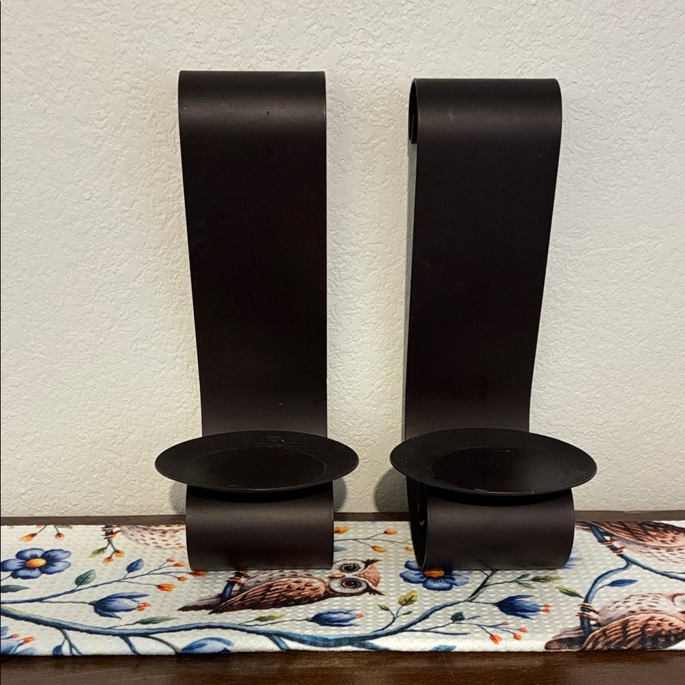 Dark Brown Metal Wall Candle Holders - Picture 2 of 6